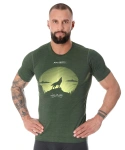 Koszulka Męska Brubeck OUTDOOR WOOL ciemnozielony wilk